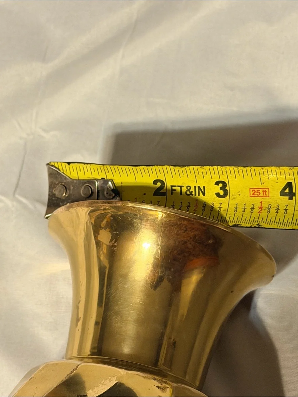 Vintage Solid Brass Faceted Vase Made in India | Hollywood Regency Brass Vase